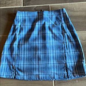 Juniors plaid blue mini skirt